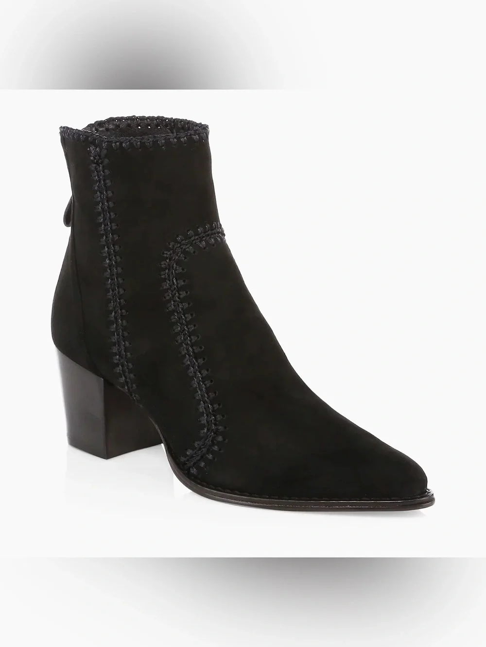 Birman Benta Black Suede Embroidered Ankle Boots – Size 40 Boho Chic Luxury